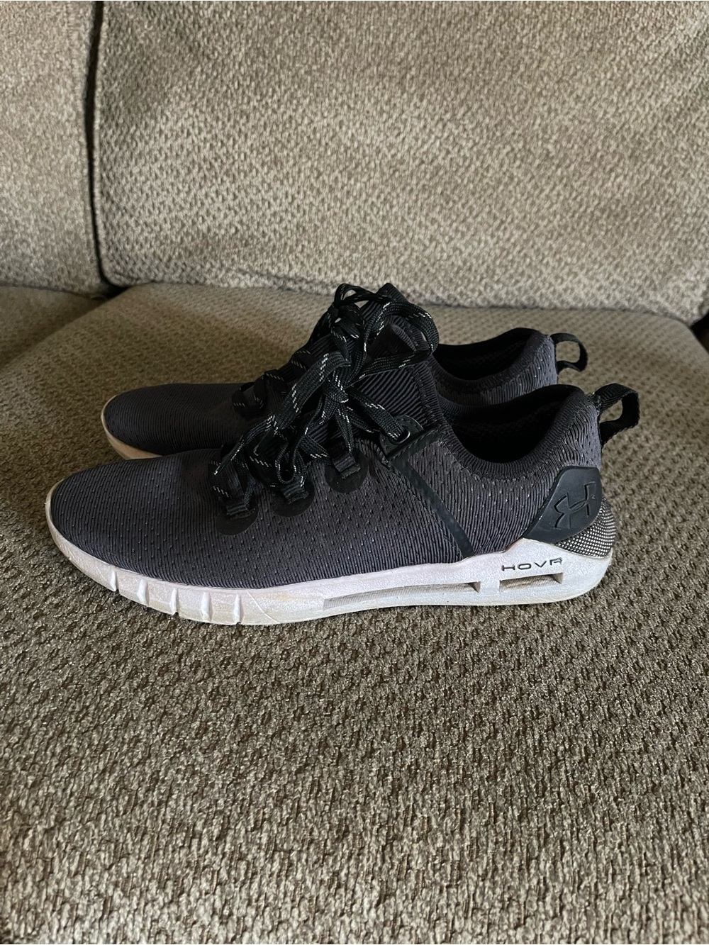 Women’s Under Armour Black Athletic HOVR Knit Sneakers with White Midsole